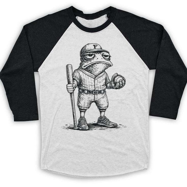 Frog Basketbal Men Women Grumpy Frog Playing Baseball Baseball Raglan Shirt