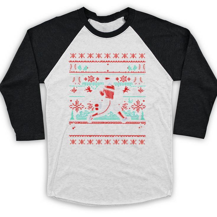 Ho Ho Homerun Baseball Ugly Christmas Sweater Party Hitter Baseball Raglan Shirt