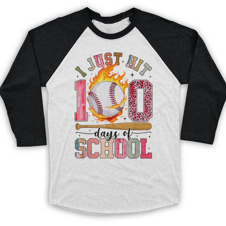 I Just Hit 100 Days Of School Baseball Lovers Fans Boys Kids Baseball Raglan Shirt