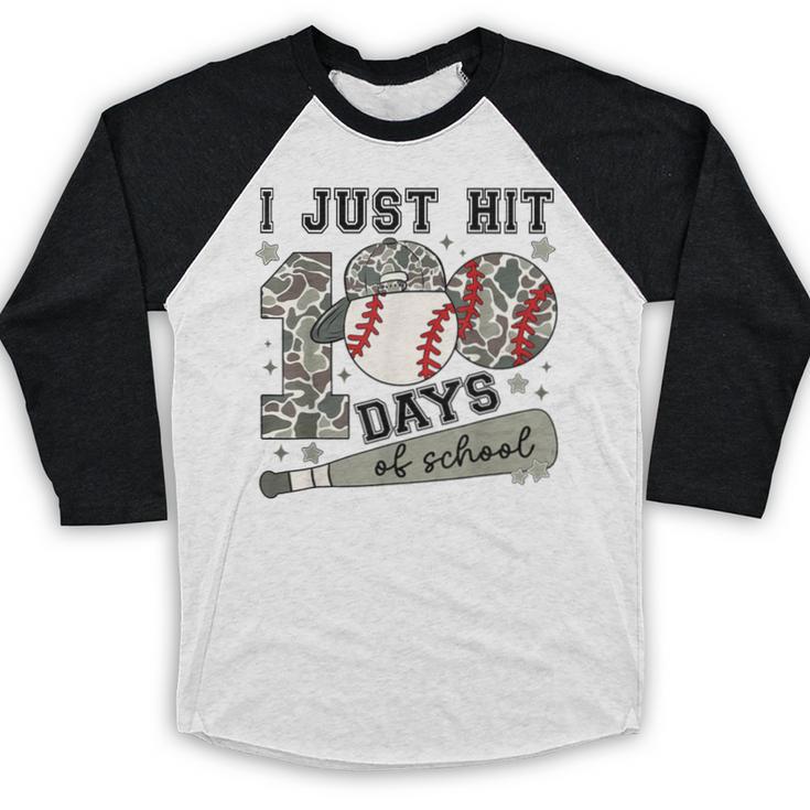 I Just Hit 100 Days Of School Teacher Baseball Boys Kids Baseball Raglan Shirt