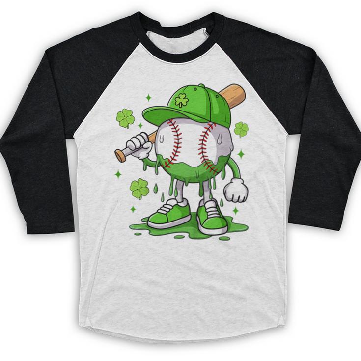 Kids Boys Happy St Patricks Day Kids Baseball Ice Cream Drip Baseball Raglan Shirt