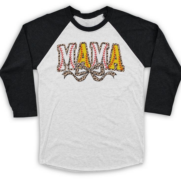 Leopard Baseball Softball Mama Bow Softball Baseball Mom Baseball Raglan Shirt