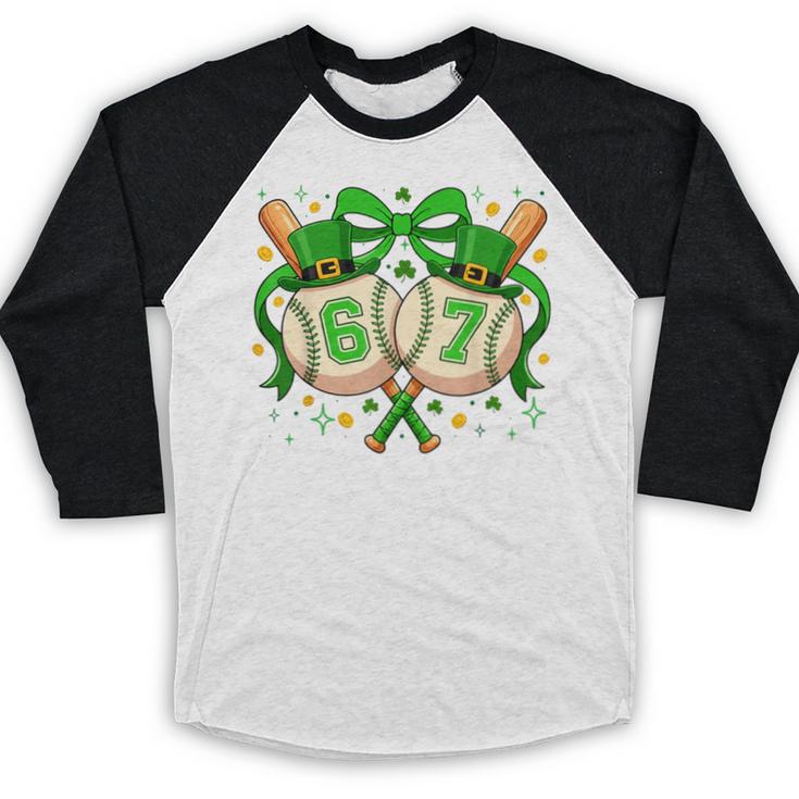 Six Seven 67 Meme Baseball Coquette Bow St Patrick's Day Baseball Raglan Shirt