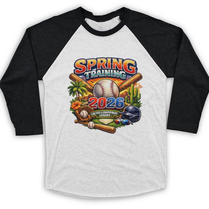 Spring Training 2026 Baseball Fan Retro Palm Cactus Premium Tri-Blend Baseball Raglan Shirt