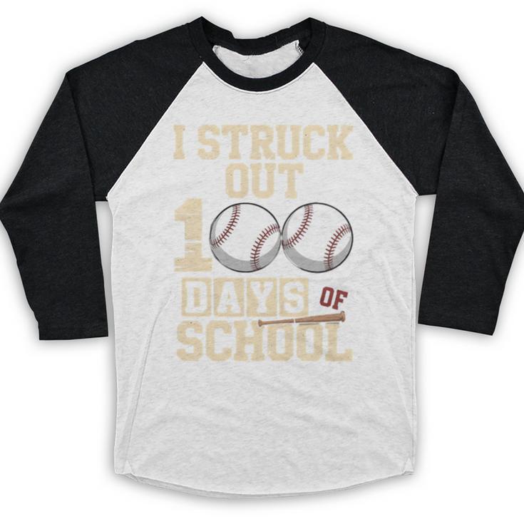 I Struck Out 100 Days Of School Baseball Fan Students Batter Premium Tri-Blend Baseball Raglan Shirt