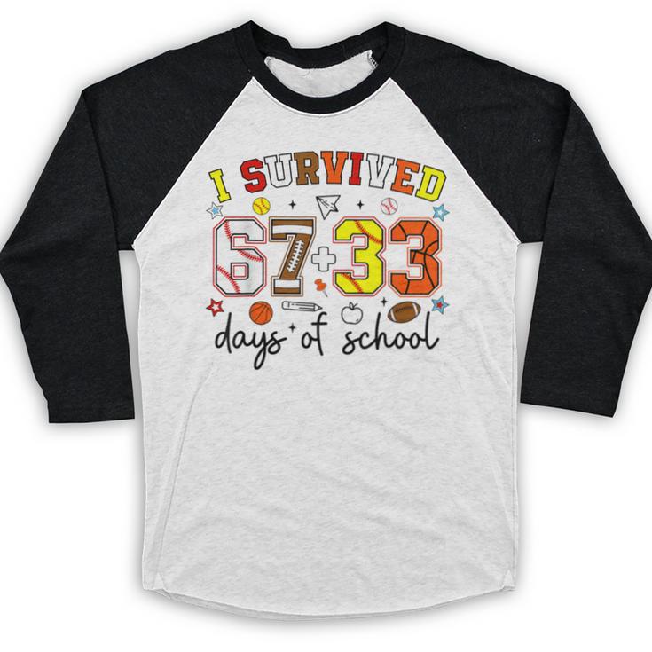 I Survived 6733 Days Baseball Football Softball 100 Days Baseball Raglan Shirt