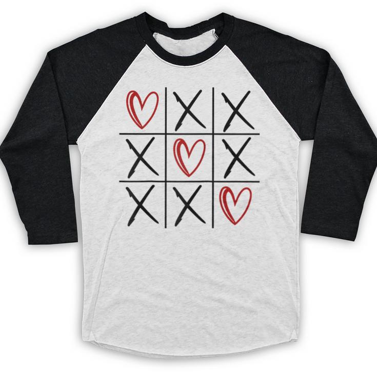 Tic Tac Toe Love Hearts Romantic Valentine Raglan Baseball Tee Baseball Raglan Shirt