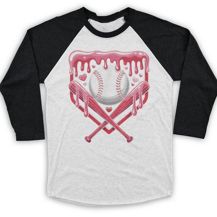 Valentines Baseball Boys Ice Cream Drip Heart Youth Kids Baseball Raglan Shirt
