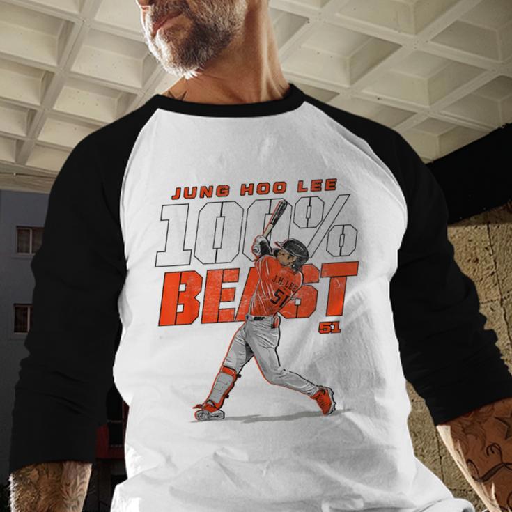 100 Beast Jung Hoo Lee San Francisco Baseball MLBPA Baseball Raglan Shirt 100 Beast Jung Hoo Lee San Francisco Baseball MLBPA Baseball Raglan Shirt