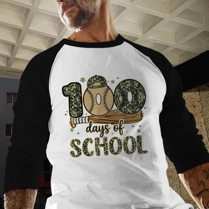 100 Days Of School Baseball Camo Boys Kids 100th Day Baseball Raglan Shirt 100 Days Of School Baseball Camo Boys Kids 100th Day Baseball Raglan Shirt