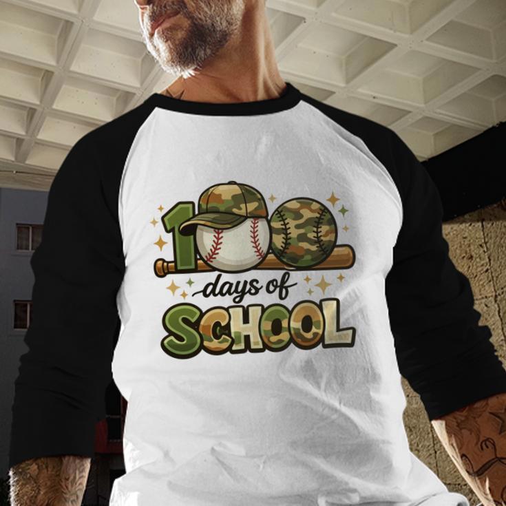 100 Days Of School Baseball Camo School Teacher Boy Baseball Raglan Shirt