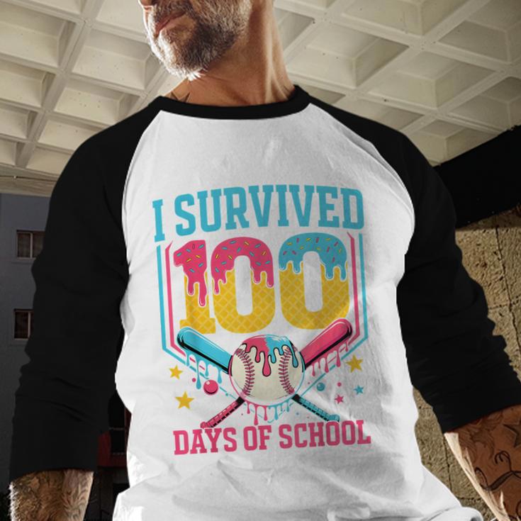 100 Days Of School Baseball Drip 100 Days Boy Girl Kids Baseball Raglan Shirt