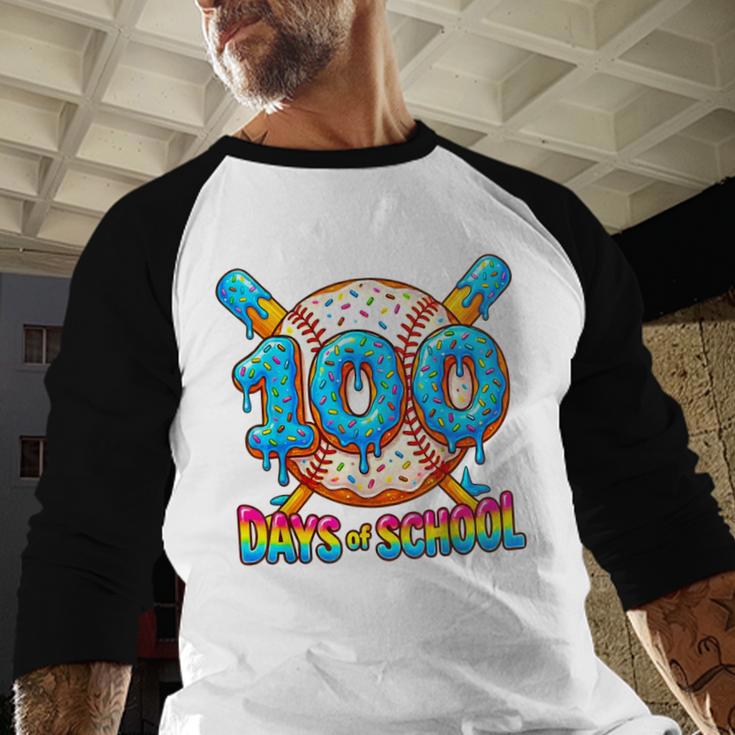 100 Days Of School Baseball Drip Boys 100th Day Of School Baseball Raglan Shirt