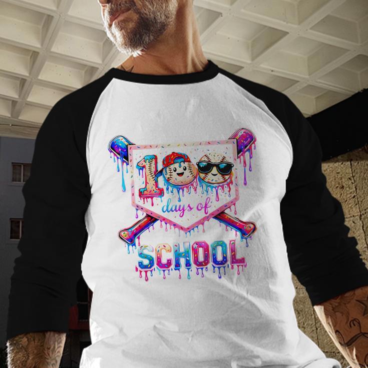 100 Days Of School Baseball Drip Boys For Men Kids Baseball Raglan Shirt