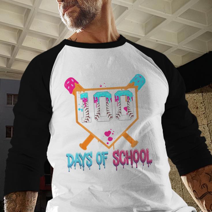 100 Days Of School Baseball Ice Cream Drip 100th Day School Baseball Raglan Shirt 100 Days Of School Baseball Ice Cream Drip 100th Day School Baseball Raglan Shirt