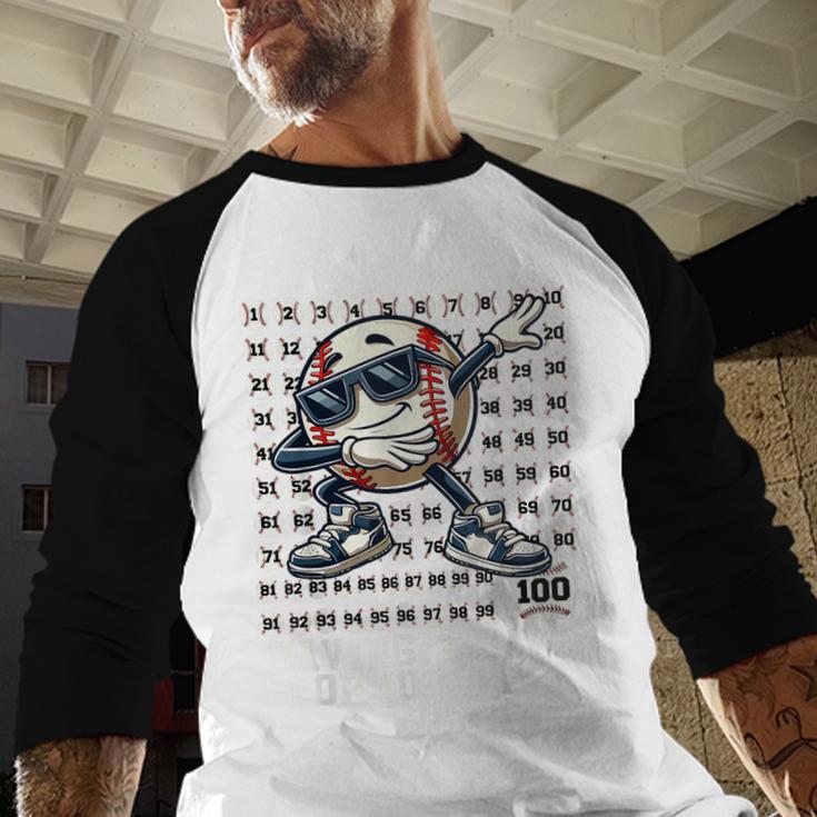 100 Days Of School Boys Dabbing Baseball 100th Day Of School Baseball Raglan Shirt