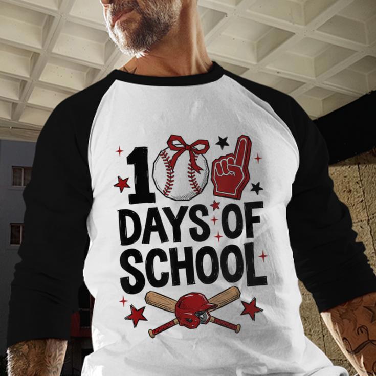 100 Days Of School Coquette Bow Baseball 100th Day Girl Kid Baseball Raglan Shirt