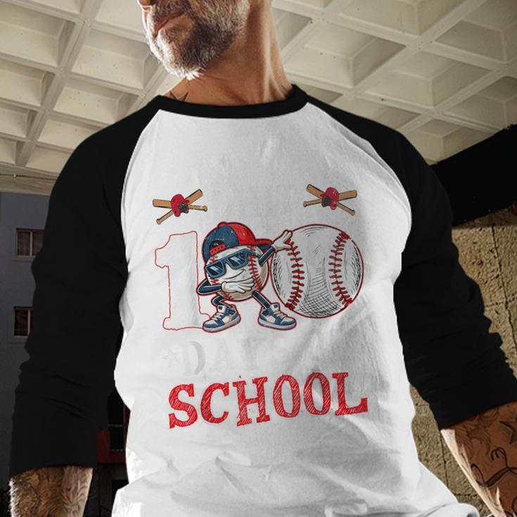 100 Days Of School Dabbing Baseball Hit Student Kids Boys Baseball Raglan Shirt