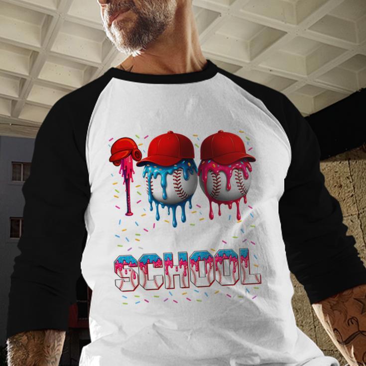 100 Days Of School Dripping Baseball 100th Day Teacher Boy Baseball Raglan Shirt