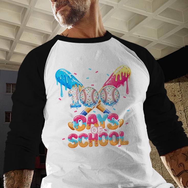100 Days Of School Ice Cream Baseball Player For Kids Boys Baseball Raglan Shirt 100 Days Of School Ice Cream Baseball Player For Kids Boys Baseball Raglan Shirt