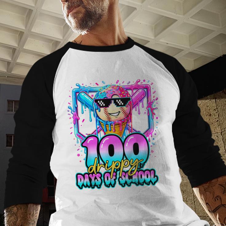 100 Drippy Days Of School Baseball Ice Cream 100th Day Boys Baseball Raglan Shirt 100 Drippy Days Of School Baseball Ice Cream 100th Day Boys Baseball Raglan Shirt