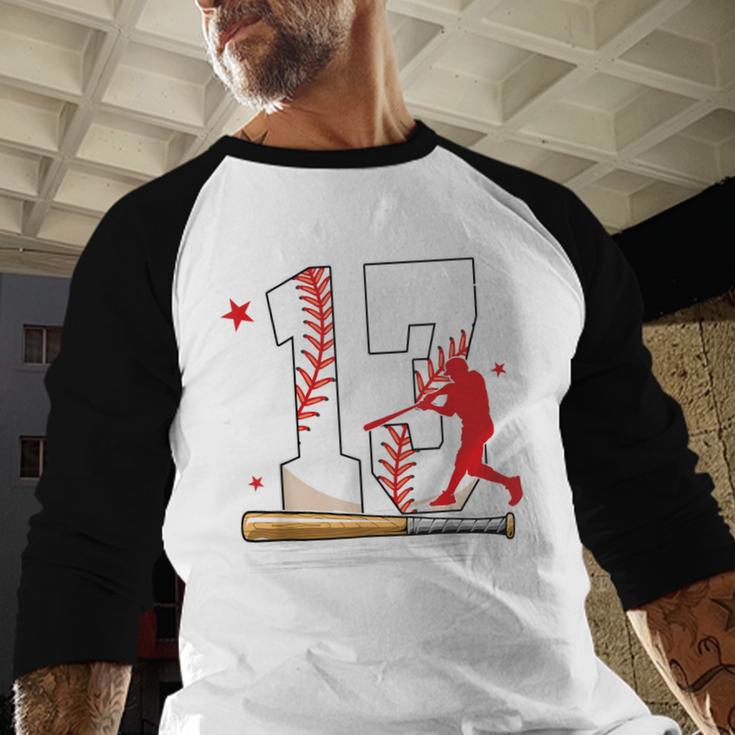 13 Years Old Baseball Birthday Boy 13th Bday Party Baseball Raglan Shirt