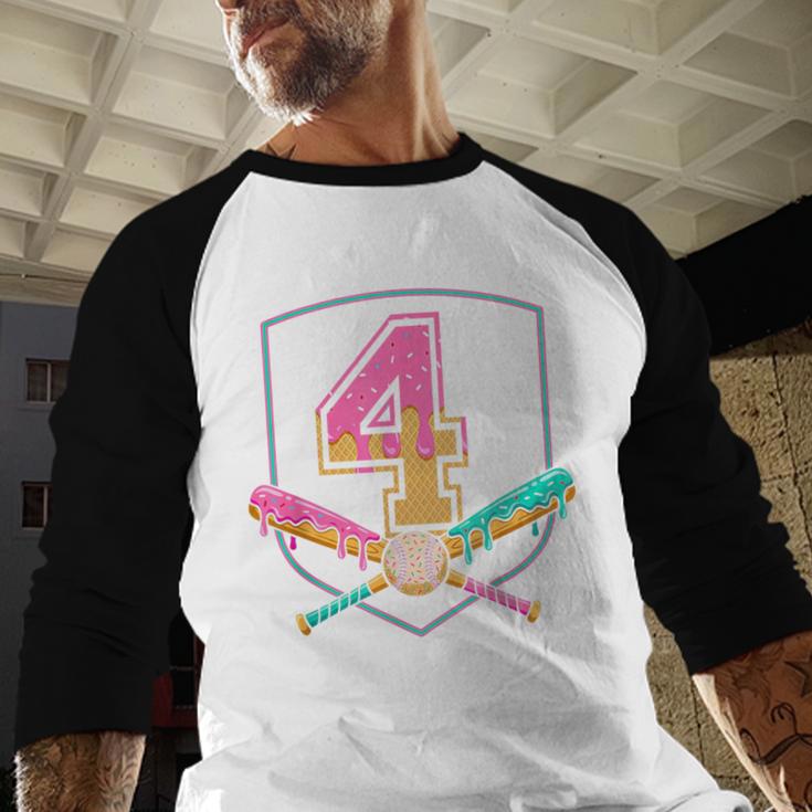 4th Birthday Baseball Bat Ice-Cream Drip 4yrs Old Boys Girls Baseball Raglan Shirt 4th Birthday Baseball Bat Ice-Cream Drip 4yrs Old Boys Girls Baseball Raglan Shirt