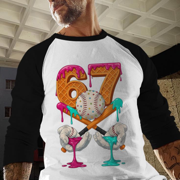 6 7 Ice Cream Drip Baseball Number 67 Player Boy Girl Kids Baseball Raglan Shirt 6 7 Ice Cream Drip Baseball Number 67 Player Boy Girl Kids Baseball Raglan Shirt