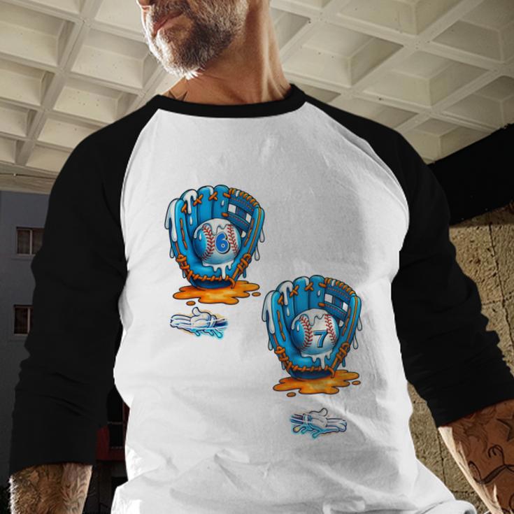 6-7 Meme Baseball Drip Team Glove Catcher Ice Cream Baseball Raglan Shirt