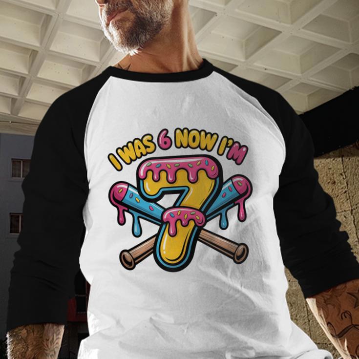 I Was 6 Now I'm 7 Dripping Ice Cream Baseball 67 Drip Baseball Raglan Shirt I Was 6 Now I'm 7 Dripping Ice Cream Baseball 67 Drip Baseball Raglan Shirt