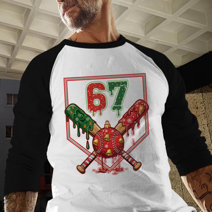 67 Baseball Drip Christmas Meme Six Seven Gen Alpha Slang Baseball Raglan Shirt