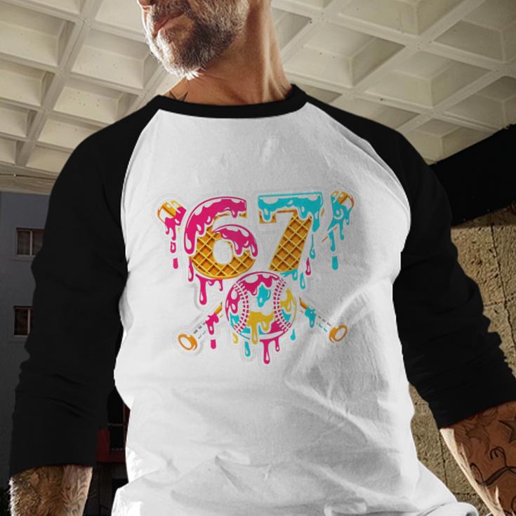 67 Baseball Ice Cream Drip Number Baseball Raglan Shirt