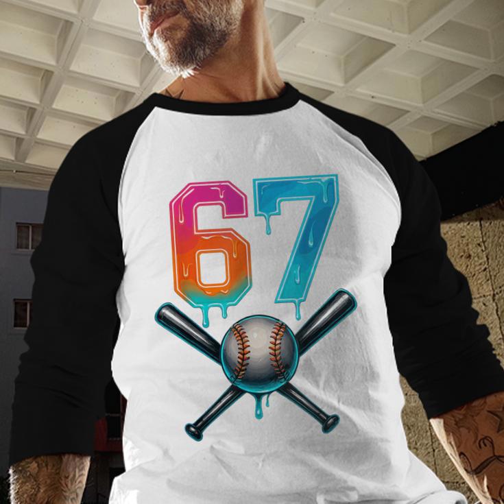 67 Baseball Meme Cool Drip Number 67 Player Or 67th Birthday Baseball Raglan Shirt