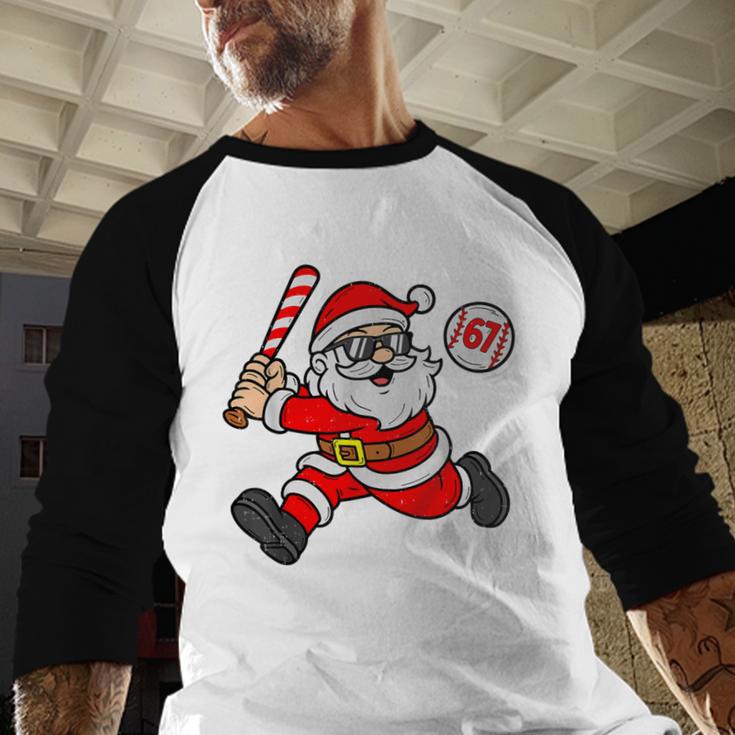 67 Baseball Santa Six Seven Meme Christmas Sport Men Boy Kid Baseball Raglan Shirt