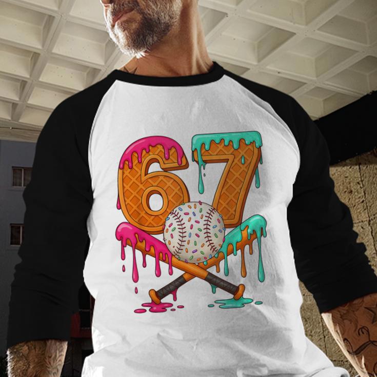 67 Ice Cream Drip Baseball Number 67 Player 67th Birthday Baseball Raglan Shirt 67 Ice Cream Drip Baseball Number 67 Player 67th Birthday Baseball Raglan Shirt