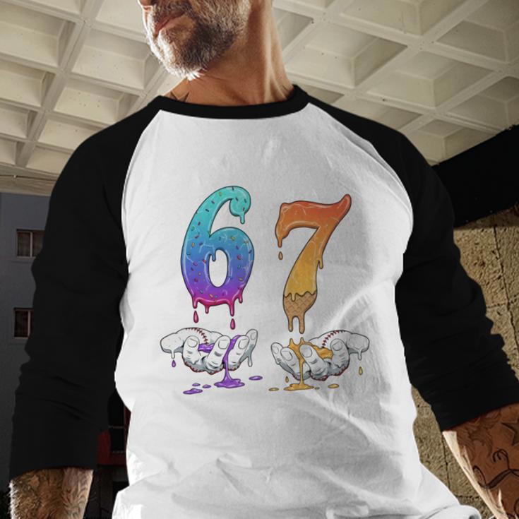 67 Meme Baseball Kids Girls Humor Number 6 7 Baseball Raglan Shirt 67 Meme Baseball Kids Girls Humor Number 6 7 Baseball Raglan Shirt