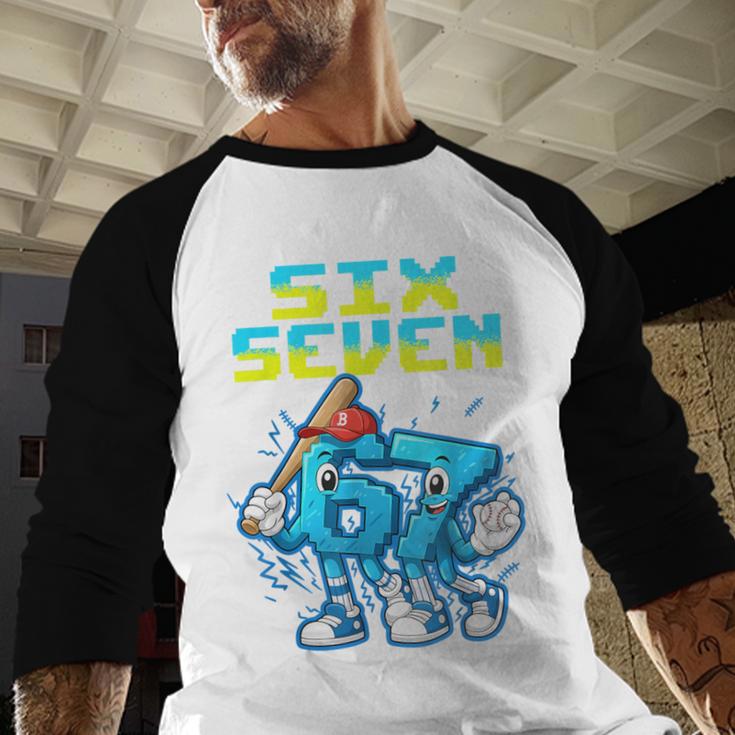 67 Six Seven 6-7 Italian Brainrot Kids Baseball Meme Baseball Raglan Shirt