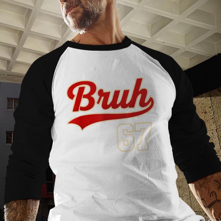 67 Six Seven Bruh Meme Baseball Vintage Style Men Boys Baseball Raglan Shirt