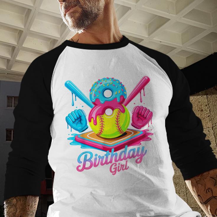 8th Birthday Baseball Ice Cream Drip 8 Years Old Girls B-Day Baseball Raglan Shirt