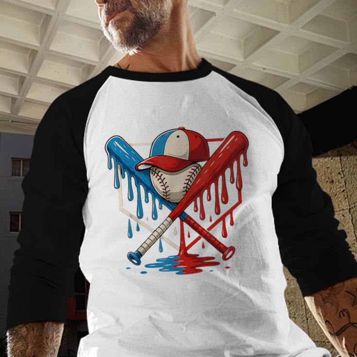 American Baseball Drip Graffiti Ball And Bat Baseball Raglan Shirt