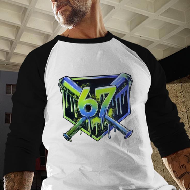 Awesome 67 Baseball Drip Effect Baseball 6-7 Meme Graphic Baseball Raglan Shirt Awesome 67 Baseball Drip Effect Baseball 6-7 Meme Graphic Baseball Raglan Shirt