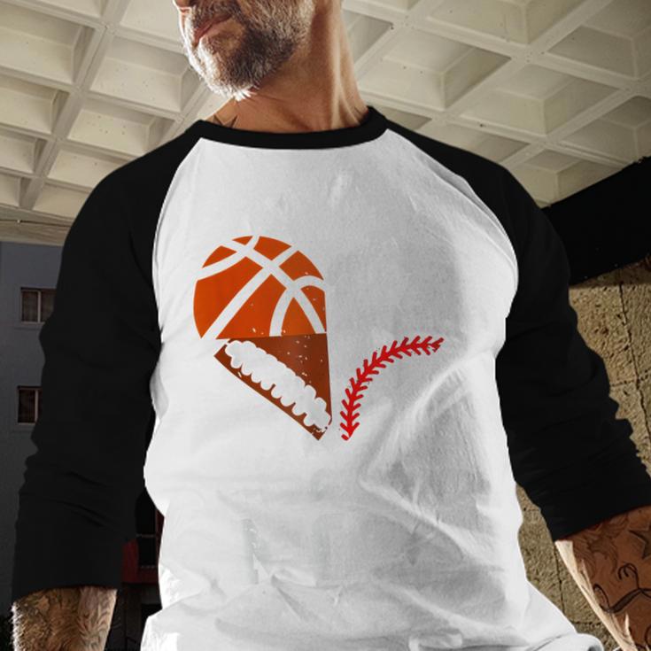 Ball Mom Heart Soccer Basketball Baseball Football Mom Baseball Raglan Shirt