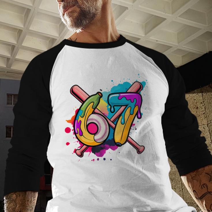 Banana Baseball 67 Ice Cream Drip Meme Baseball Raglan Shirt