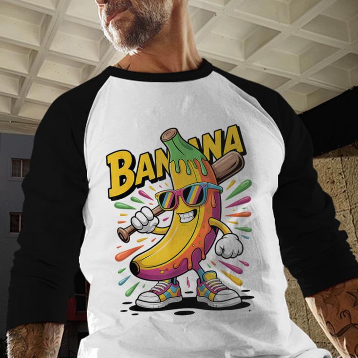 Banana Baseball Cartoon Cool Sports Kids Teens Baseball Raglan Shirt Banana Baseball Cartoon Cool Sports Kids Teens Baseball Raglan Shirt
