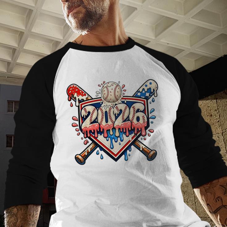 Baseball 2026 Ice Cream Drip Bats For Boys Birthday Graphic Baseball Raglan Shirt Baseball 2026 Ice Cream Drip Bats For Boys Birthday Graphic Baseball Raglan Shirt