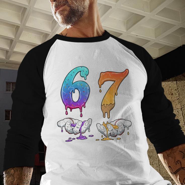 Baseball 67 Ice Cream Drip Six Seven Boys Meme Baseball Raglan Shirt Baseball 67 Ice Cream Drip Six Seven Boys Meme Baseball Raglan Shirt