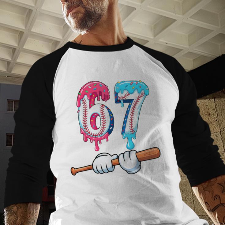 Baseball 67 Ice Cream Drip Six Seven Boys Baseball Raglan Shirt Baseball 67 Ice Cream Drip Six Seven Boys Baseball Raglan Shirt