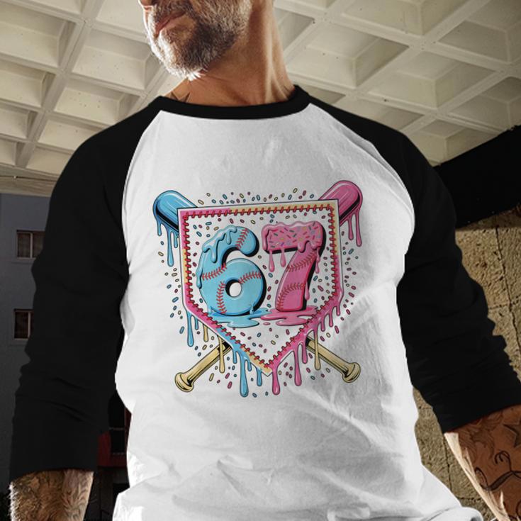 Baseball 67 Ice Cream Drip Six Seven Meme Boy Girl Kid Baseball Raglan Shirt