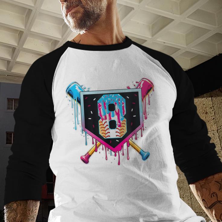 Baseball 8 Year Old Boy Ice Cream Drip 8th Birthday Player Baseball Raglan Shirt Baseball 8 Year Old Boy Ice Cream Drip 8th Birthday Player Baseball Raglan Shirt