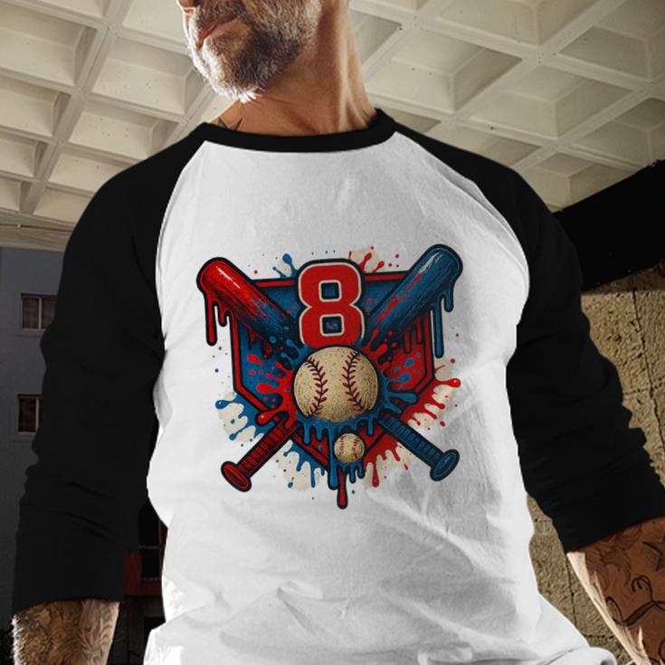 Baseball 8 Year Old Splash Drip 8th Birthday Boy Number 8 Baseball Raglan Shirt Baseball 8 Year Old Splash Drip 8th Birthday Boy Number 8 Baseball Raglan Shirt
